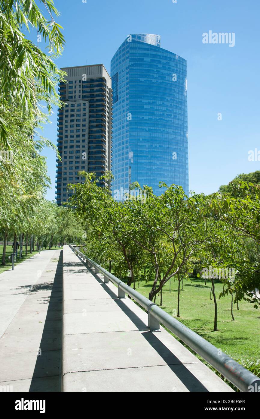 Parque Mujeres Argentinas with buildings in the background, Puerto Madero, Buenos Aires, Argentina Stock Photo