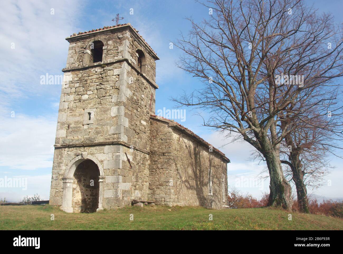 Old church of Saint Socerb in Artvize, Slovenia, Mediterranean/South Europe Stock Photo
