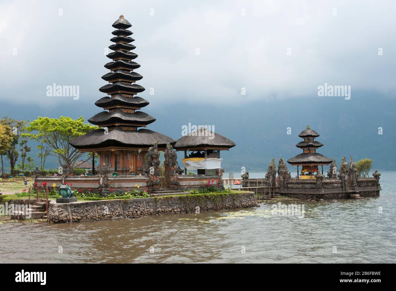 Pura Ulun Danu Bratan temple on the edge of Lake Bratan, Baturiti, Bali, Indonesia Stock Photo