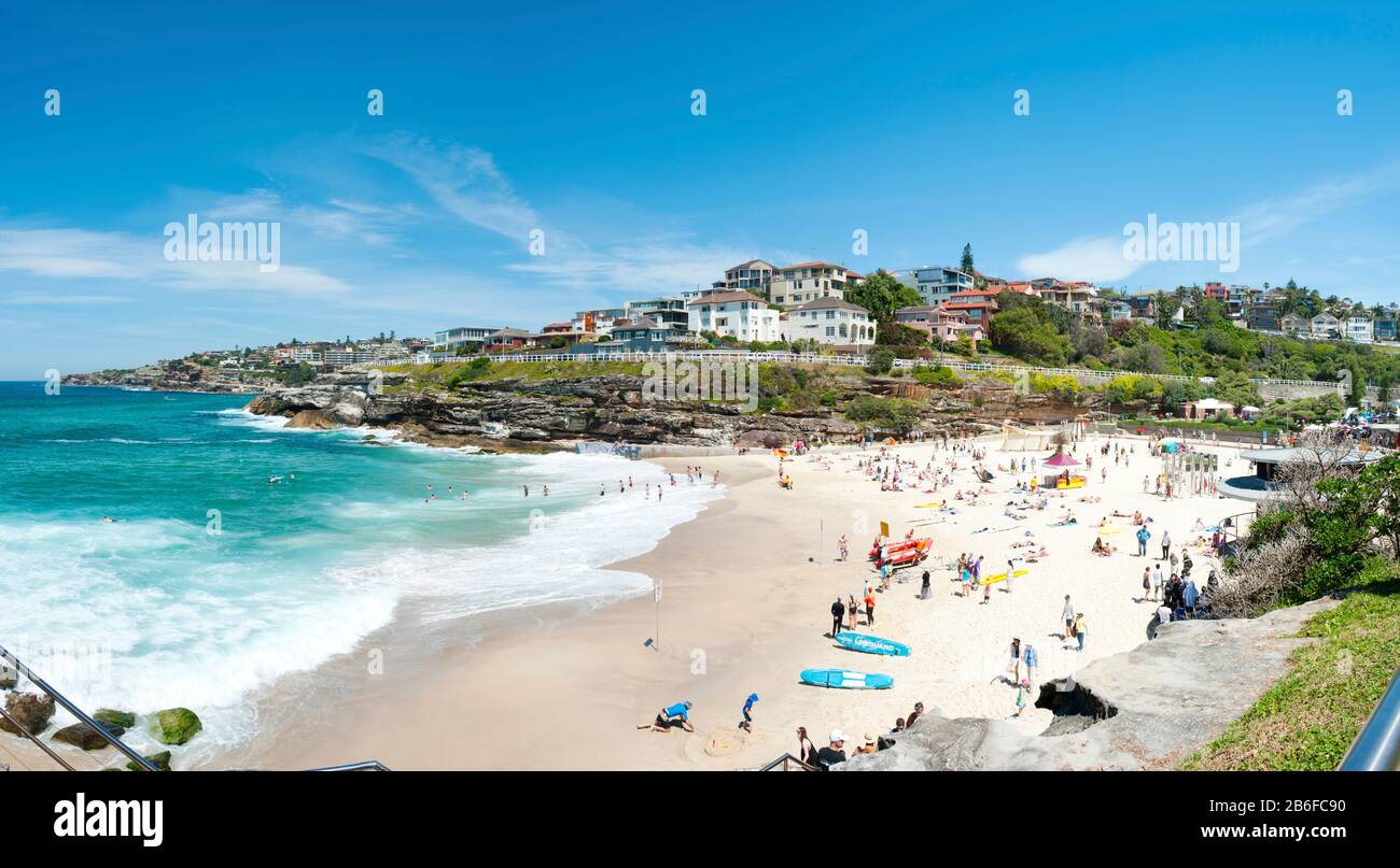Tourists on the beach, Tamarama Beach, Sydney, New South Wales, Australia Stock Photo