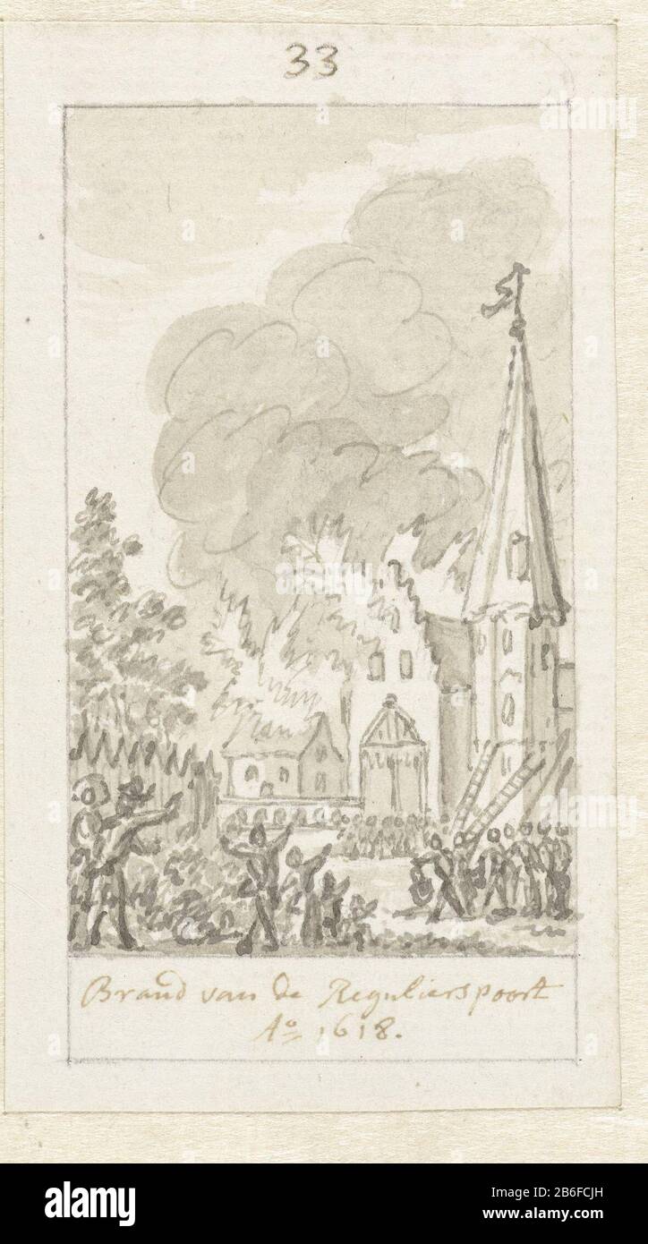 Fire Regulierspoort Amsterdam 1618 1619 Big Fire In The Old Regulierspoort And In The Adjoining Glass House Or Glassworks Amsterdam July 31 1618 And January 28 1619 Draft Prent Manufacturer Artist Simon