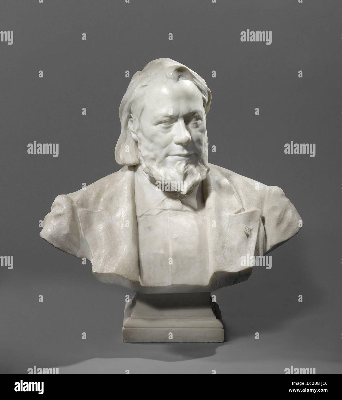 Bust of John Josephus Herman Verhulst (1816-1891), musician, CC-B-67-1 Buste van Johannes Josephus Herman Verhulst (1816-1891), toonkunstenaar. Gemerkt: J. Keller. Manufacturer : beeldhouwer: Johan KellerPlaats manufacture: Den Haag Dating: in of voor 1892 Physical kenmerken: wit marmer, het voetstuk van grijs graniet Material: marmer  Dimensions: buste: h 77 cm. b 73 cm.  × d 37 cm. buste: g 130 kg Date: 1816 - 1891Wie: Johannes Verhulst Stock Photo