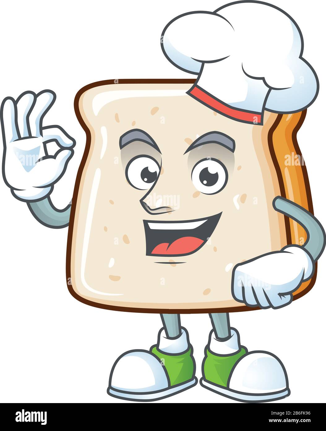 A picture of slice of bread cartoon character wearing white chef hat ...