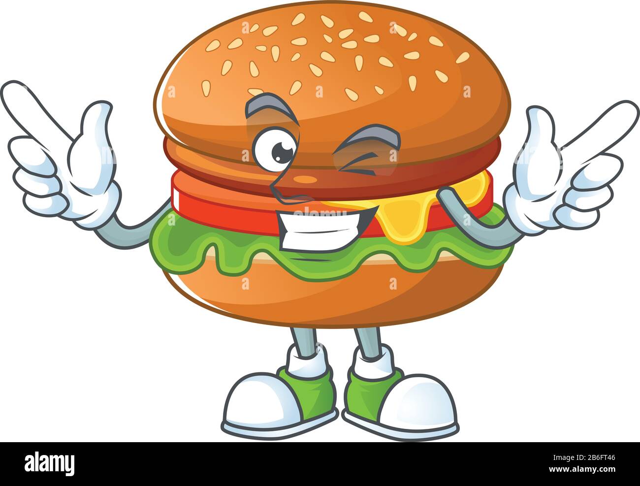 Funny hamburger cartoon design style with wink eye face Stock Vector Image  & Art - Alamy