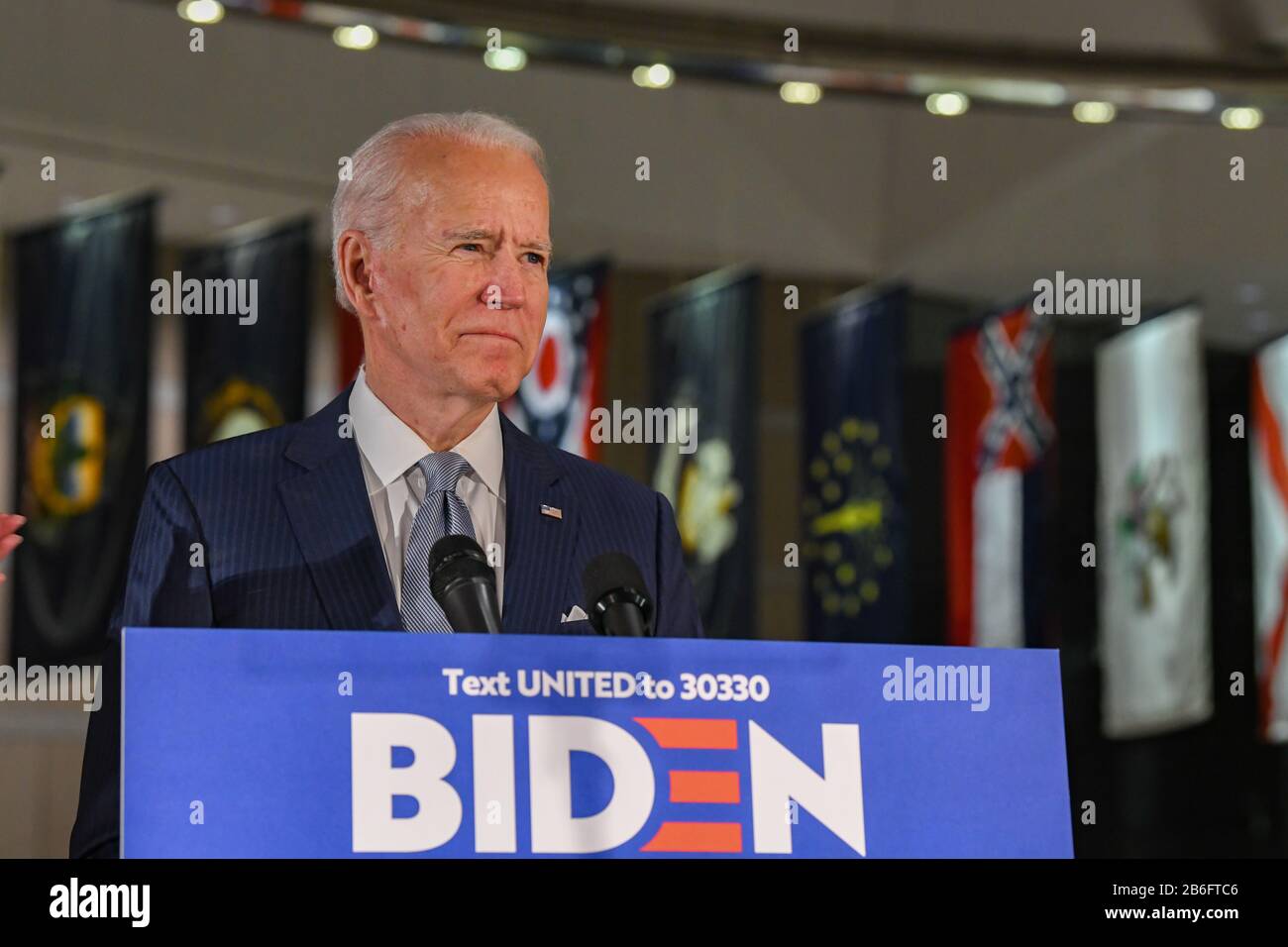 Joe Biden, U.S. President as the United States democratic presidential candidate and former Vice President of the United States of America speaking at the National Convention Center in Philadelphia PA during primary voting Stock Photo