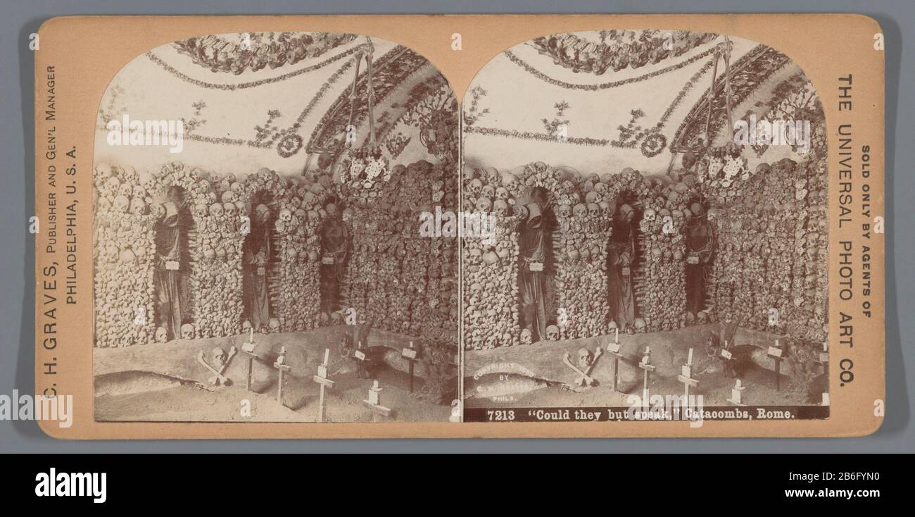 Capucijner Crypte onder de Santa Maria of the Conception of the Capuchins Rome Could you but they speak, Catacombs, Rome (titel op object) Capuchin crypt beneath the Santa Maria della Concezione dei Cappuccini Rome Could They speak but, Catacombs, Rome. (Title object) Property Type: Stereo picture Item number: RP-F F07322 Inscriptions / Brands: name, recto, printed: 'SOLD ONLY BY AGENTS OF THE UNIVERSAL PHOTO ART CO.'nummer, recto' 7213'nummer, verso, handwritten: '29' Manufacturer : photographer: anonymous publisher: Carlton Harlow Graves (listed property) Place manufacture: photographer: San Stock Photo