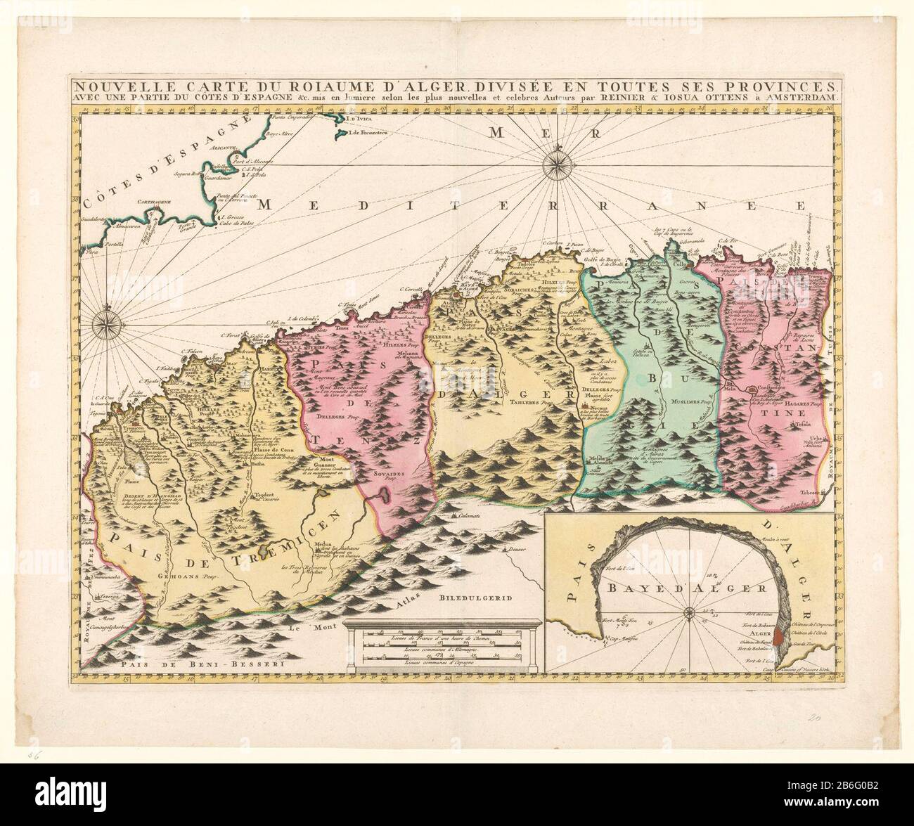 Cartography In The Netherlands Algeria Map With One Inset Map Of Algeria Yellow Border Areas Colored With One Inset Map Map Of The Bay Of Algeria Here Compass Rose Reversed North Is