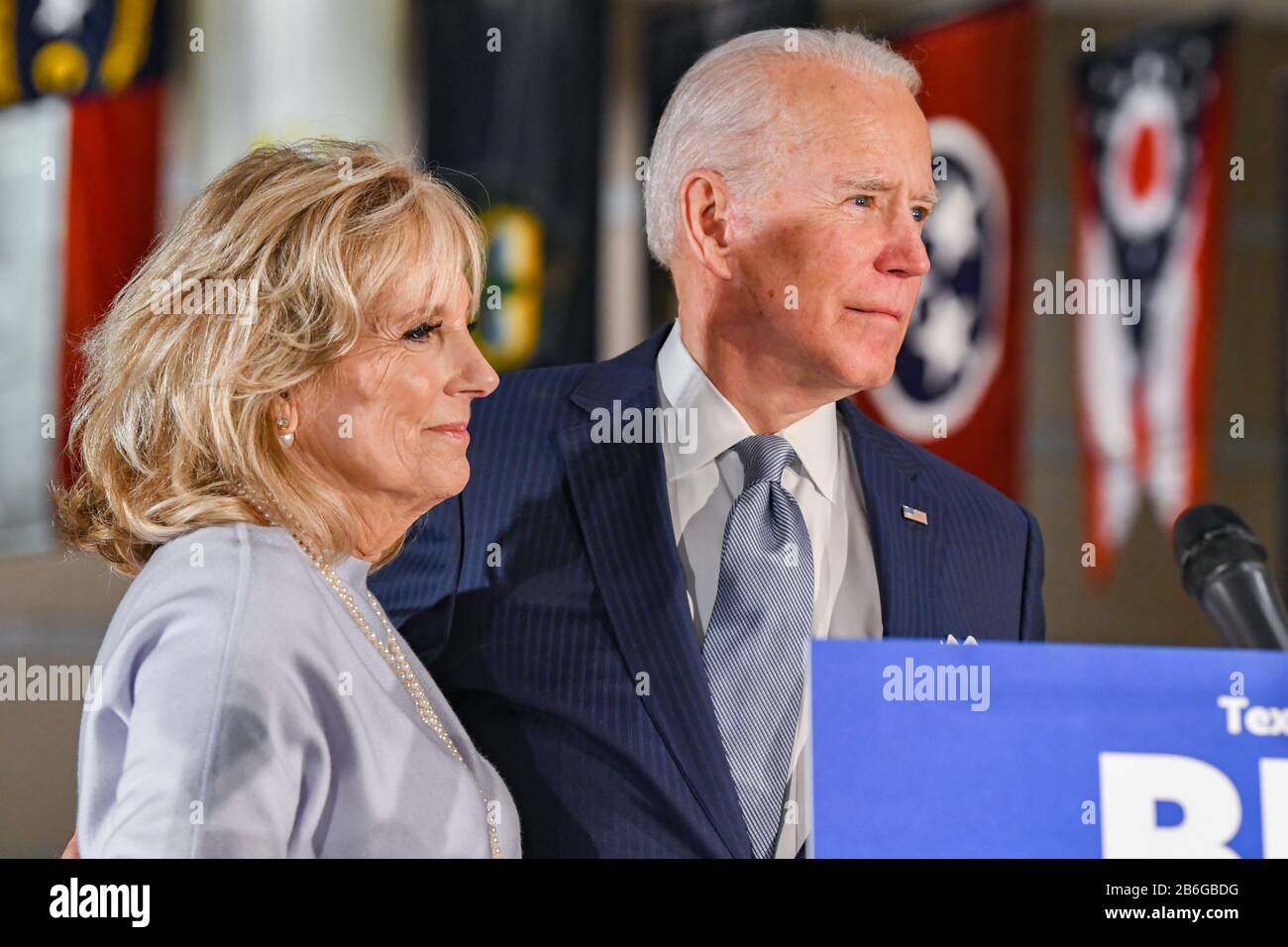 President Joe Biden and Dr. Jill Biden together on stage. United States democratic president-elect and former Vice President of the United States of America speaks at the National Convention Center in Philadelphia during primary voting. Credit: Don Mennig/Alamy Live News Stock Photo