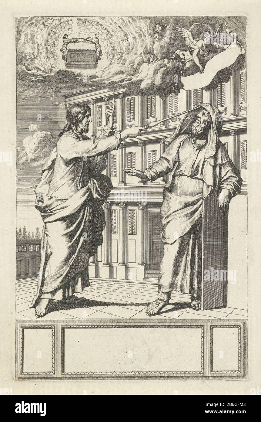 Christ and Moses Christ holds the veil of Moses' face with his scepter and then pointing to the