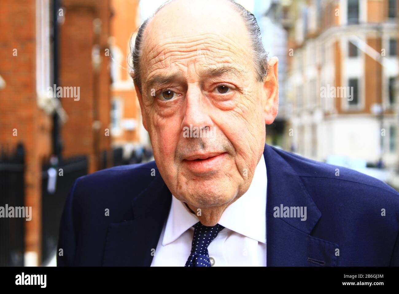 Nicholas Soames. Baron Soames in Westminster on 10th March 2020. Sir Arthur Nicholas Winston Soames Grandson of Sir Winston Churchill. Lord Soames. Member of the House of Lords. Russell Moore portfolio page. Famous politicians. Stock Photo