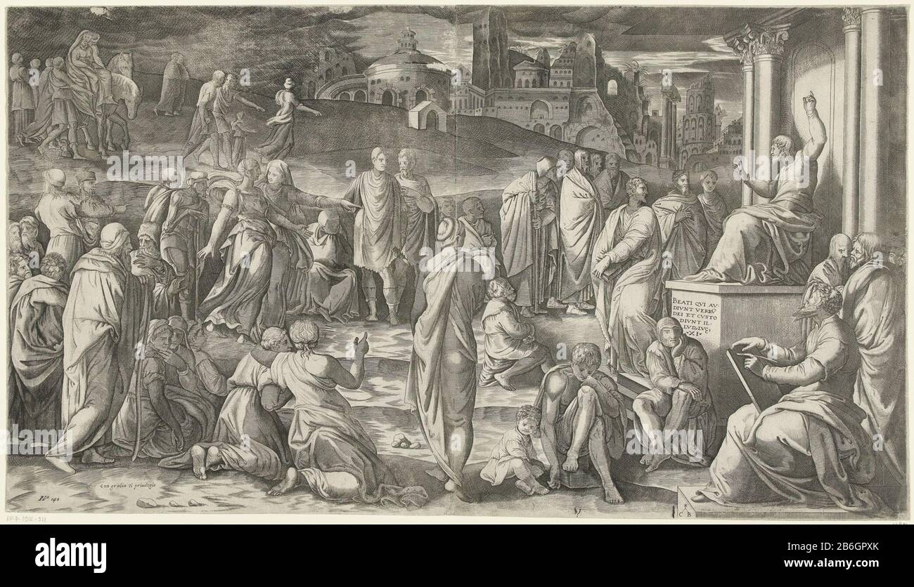 Christ Preaches To The People Christ Sits On A Stone Throne And Appeals To The People