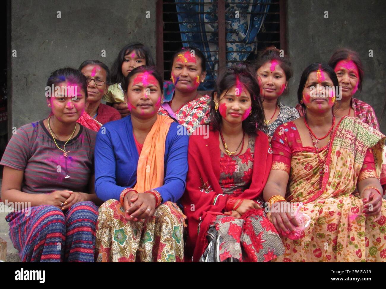 Celebrate Holi Festival in Western Terai, Tilottama Municipality, Bihuli Village, Rupandehi Nepal, South Asia Stock Photo