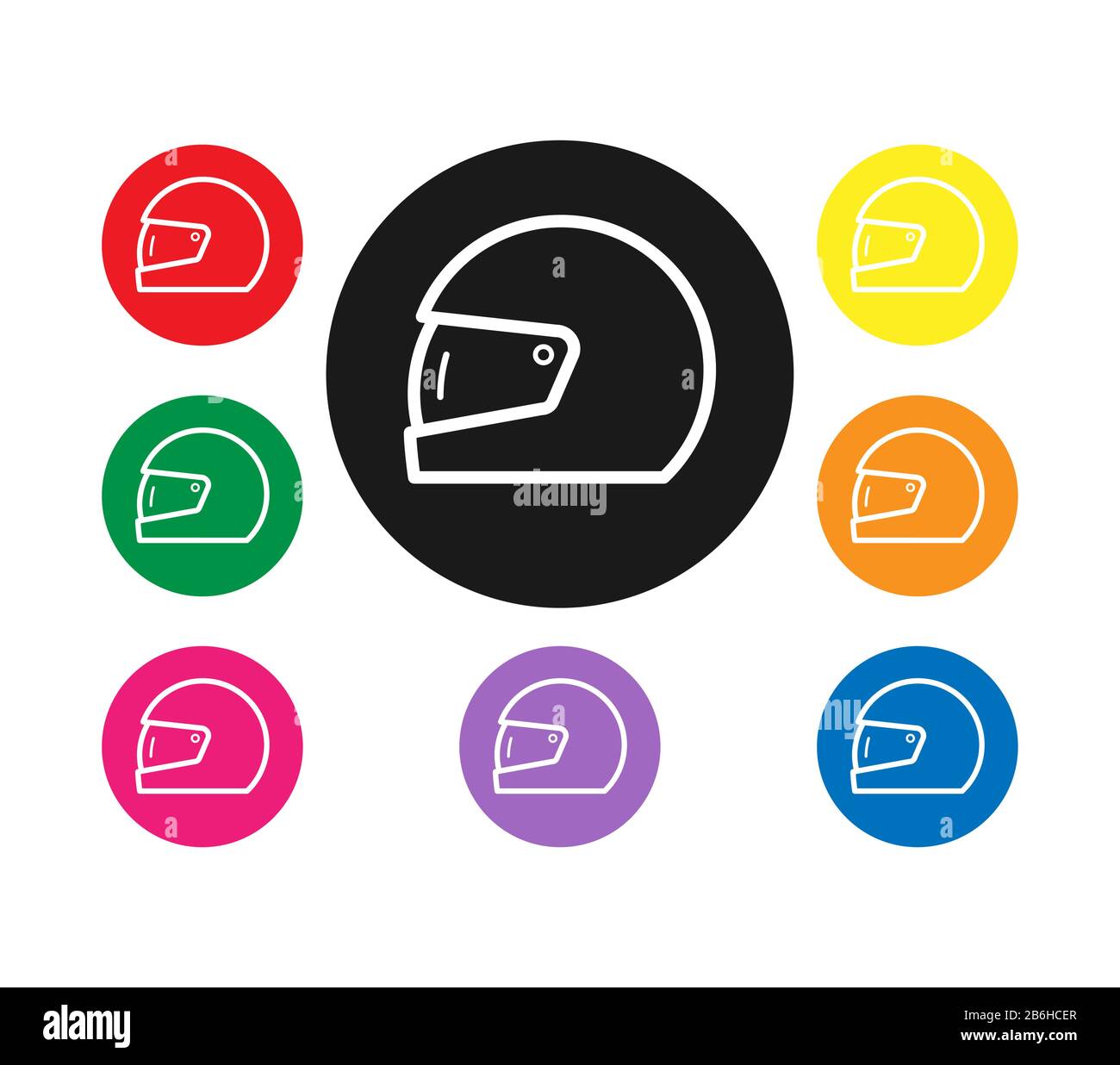 Set of colored icons of the helmet. Simple flat design for websites and apps Stock Vector