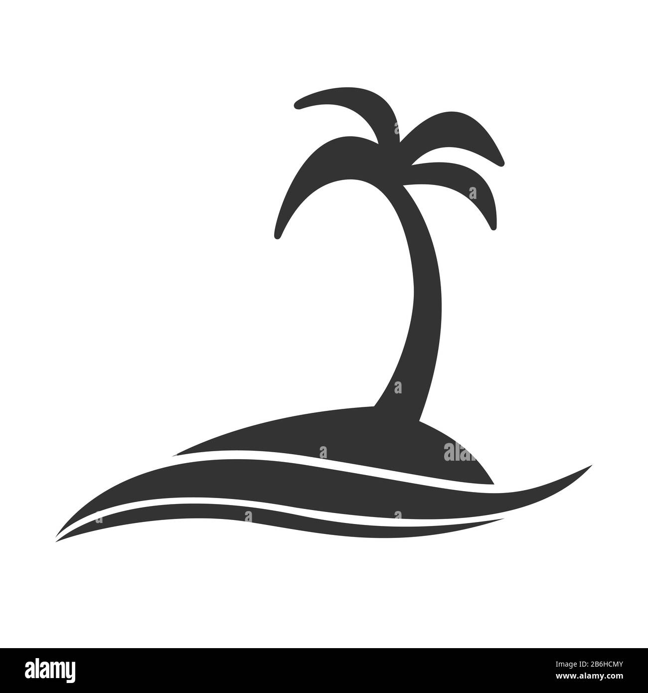 Simple editable icon. An island with a palm tree in the sea. Simple ...