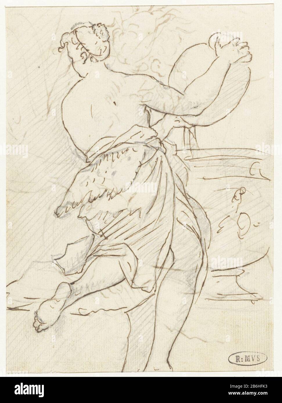 Dancing nymph or bacchante Dancing nymph or bacchante Object Type : drawing Object number: RP-T-1968-197 (V) Manufacture Vervaardiger:  draftsman: Dionys of Nijmegen (possible) Date: 1715 - 1798 Physical characteristics: pen in brown, pencil, ink material: ink paper pencil Technique: pen Dimensions: h 177 mm × W 132 mm Subject: maenad (s), female bacchant (es) Stock Photo