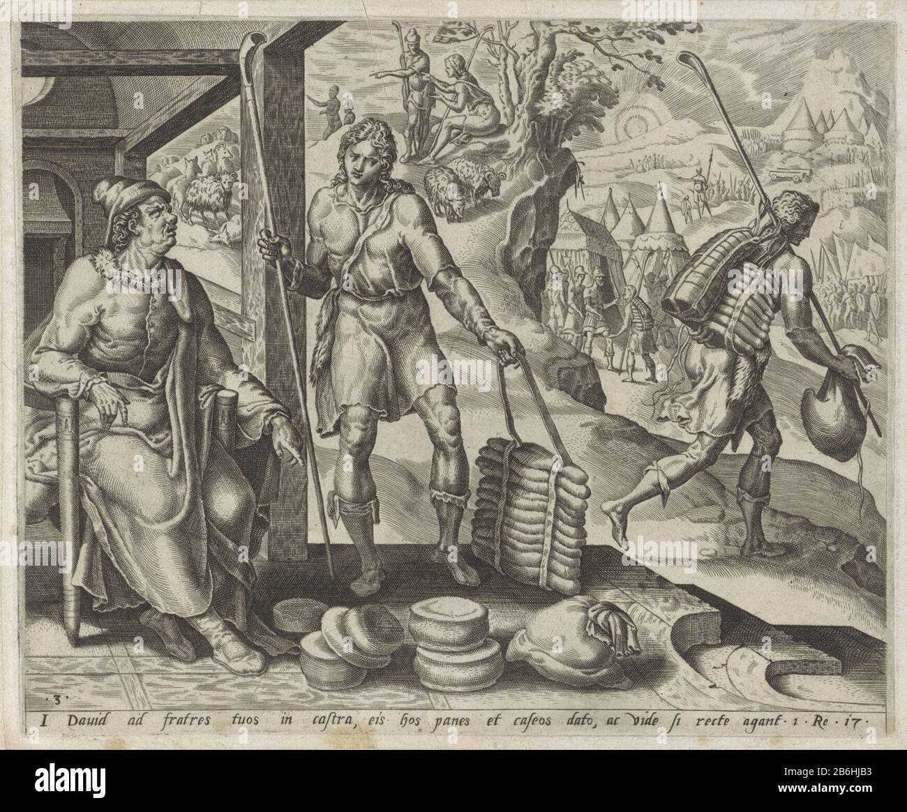 David leaves with food to his brothers the story of David and Saul