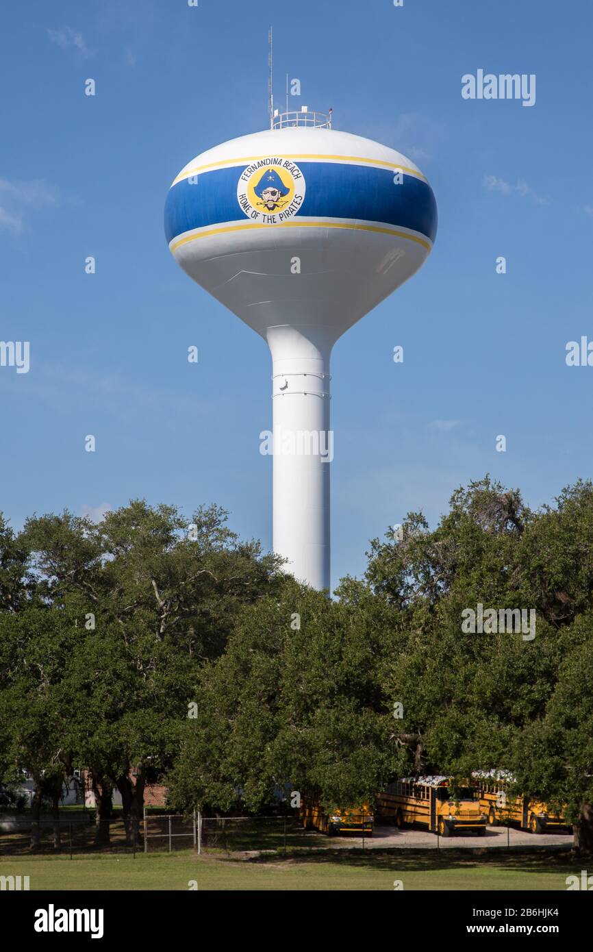 Water tower of Fernandina Beach, Amelia Island, Florida, USA Stock Photo