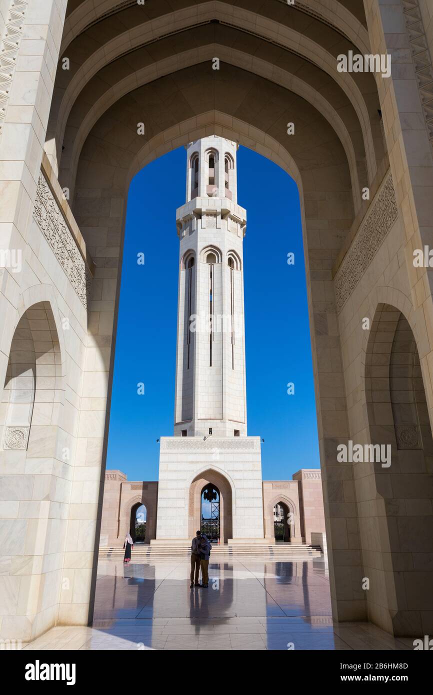 Muscat, Oman. Dec 2019: details of the Sultan Qaboos Grand Mosque. Sultanate of Oman. Stock Photo