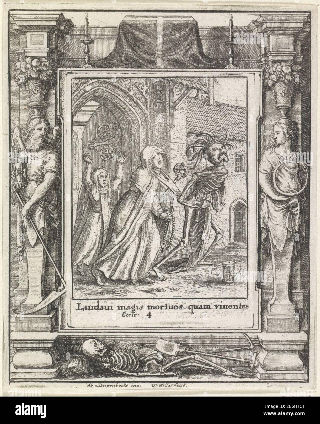 The abbess and the Death Danse Macabre (serietitel) Death pulls an abbess  to her habit from the monastery. Fourteenth picture from a range of 30  deaths dans prints; a frame with Father