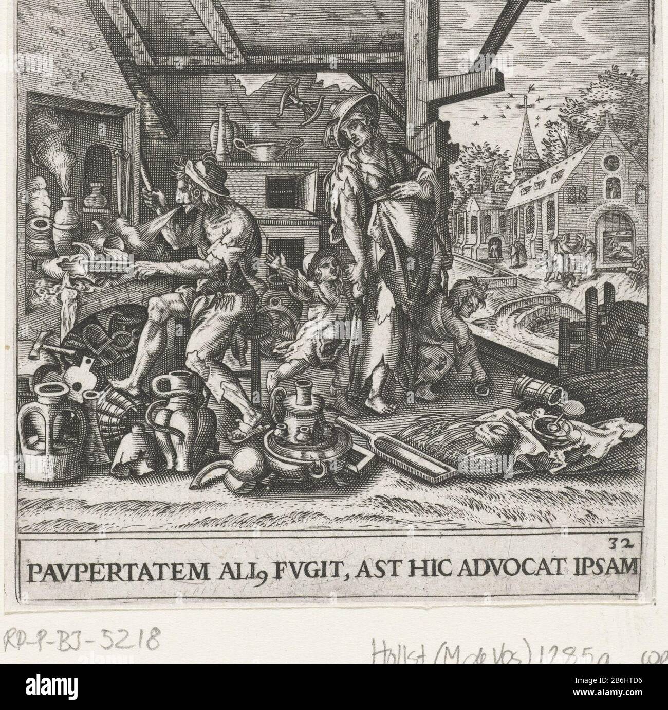 The alchemist PAVPERTATEM Ali fled, BUT THIS calls itself (op title  object), the secular Emblem, 1596 (serietitel) In a humble workshop is an  alchemist at work. He is so obsessed with the