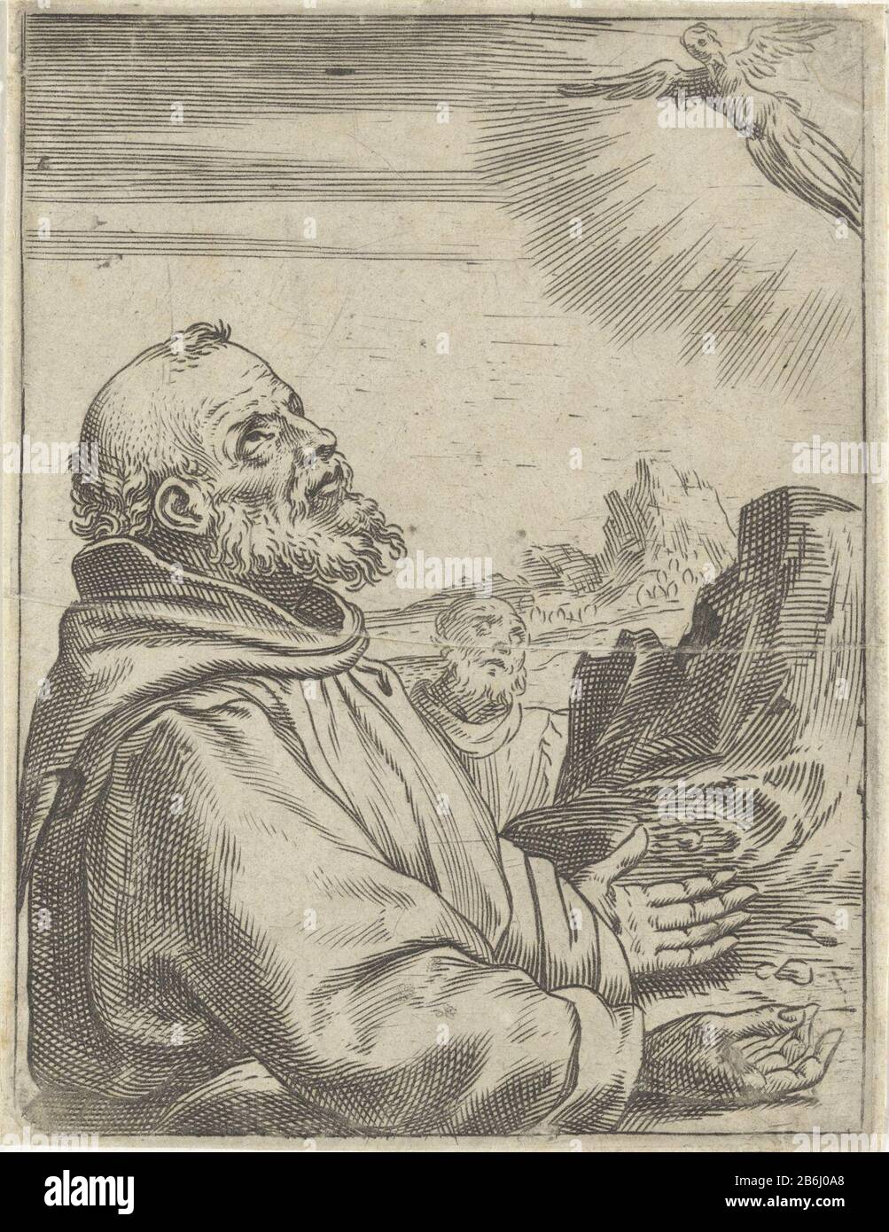The St. Francis receiving the stigmata St. Francis stands with open ...