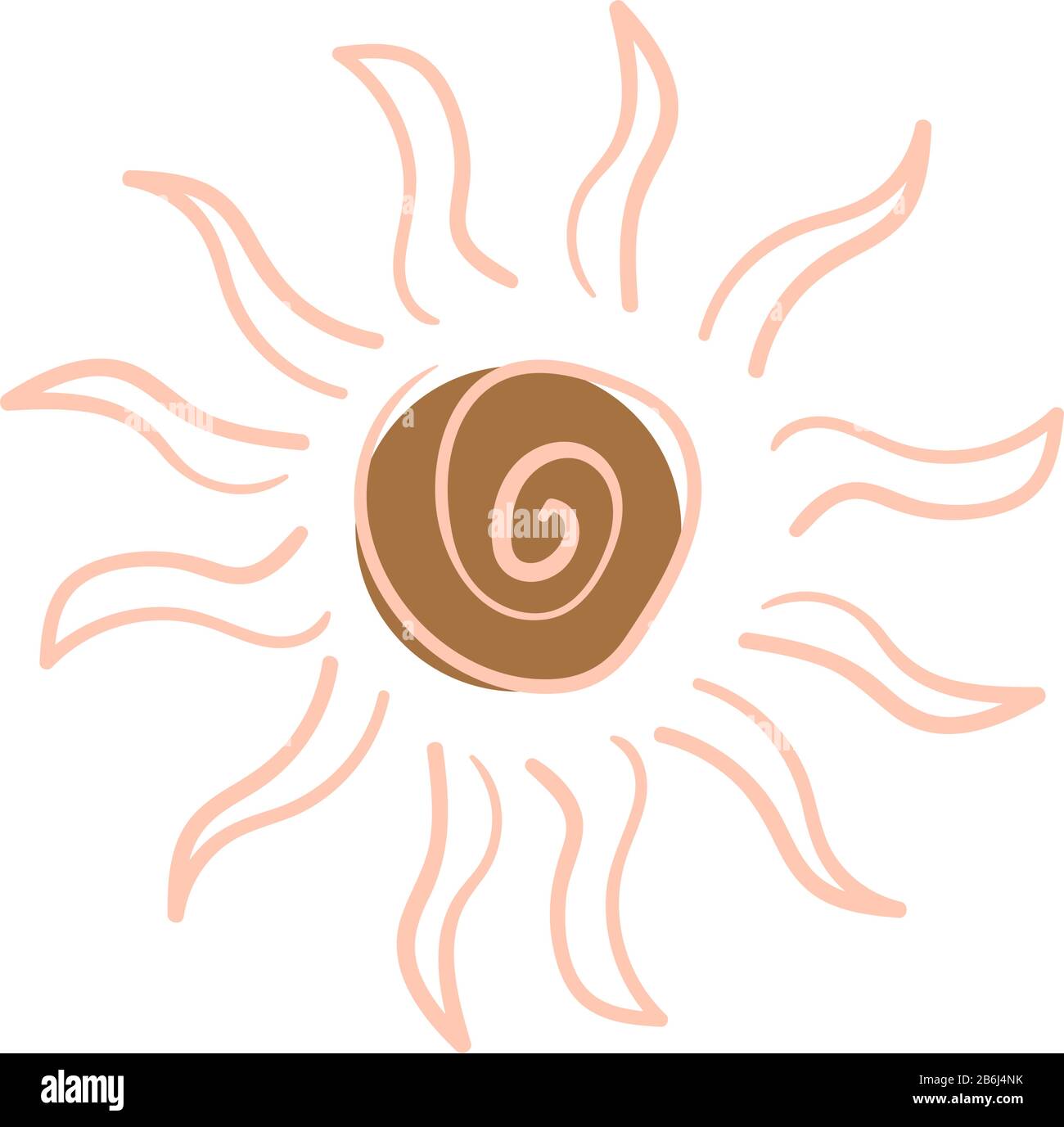 Symbolic sun. Vector doodle illustration. Isolated on white. Stock Vector