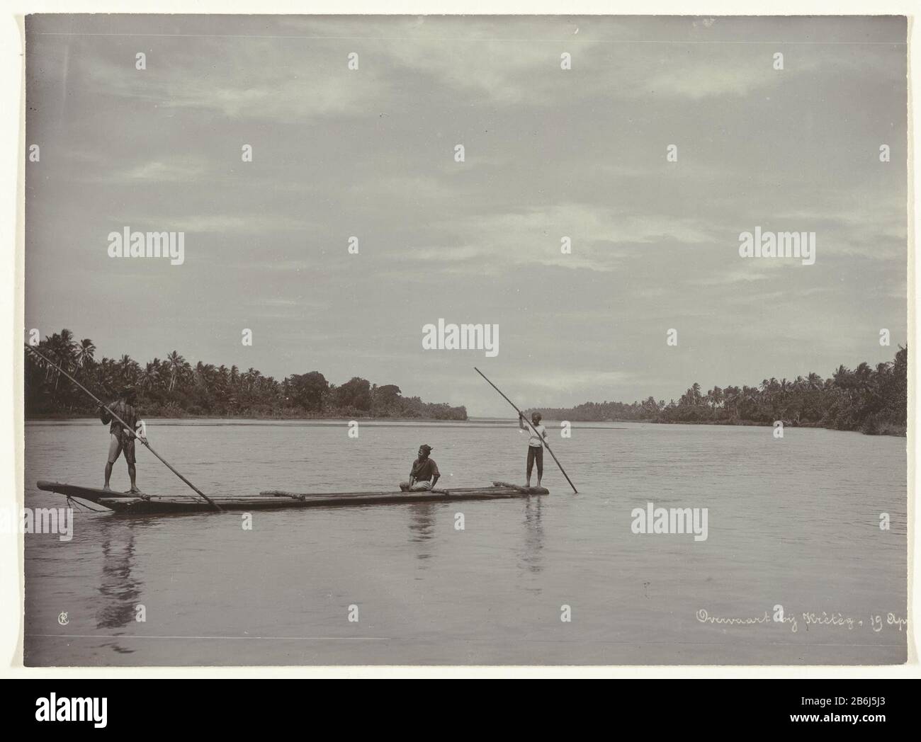 Crossing a river with a long trunk boat About Vaart at Kreteg (title object) Crossing a river with a long trunk boat crossing at Kreteg (...) (title object) Property Type: photographs Item number: RP-F 2001-17-62 Inscriptions / Brands: signature, lo, been printed together with a negative, 'KC', initials manufacture manufacturer: photographer: Kassian CéphasPlaats manufacture: Java (possible) Date: 1867 - 1910 Physical characteristics: albumen print material: paper photo paper, cardboard Technique: albumen print sizes: h 160 mm × W 220 mm Stock Photo