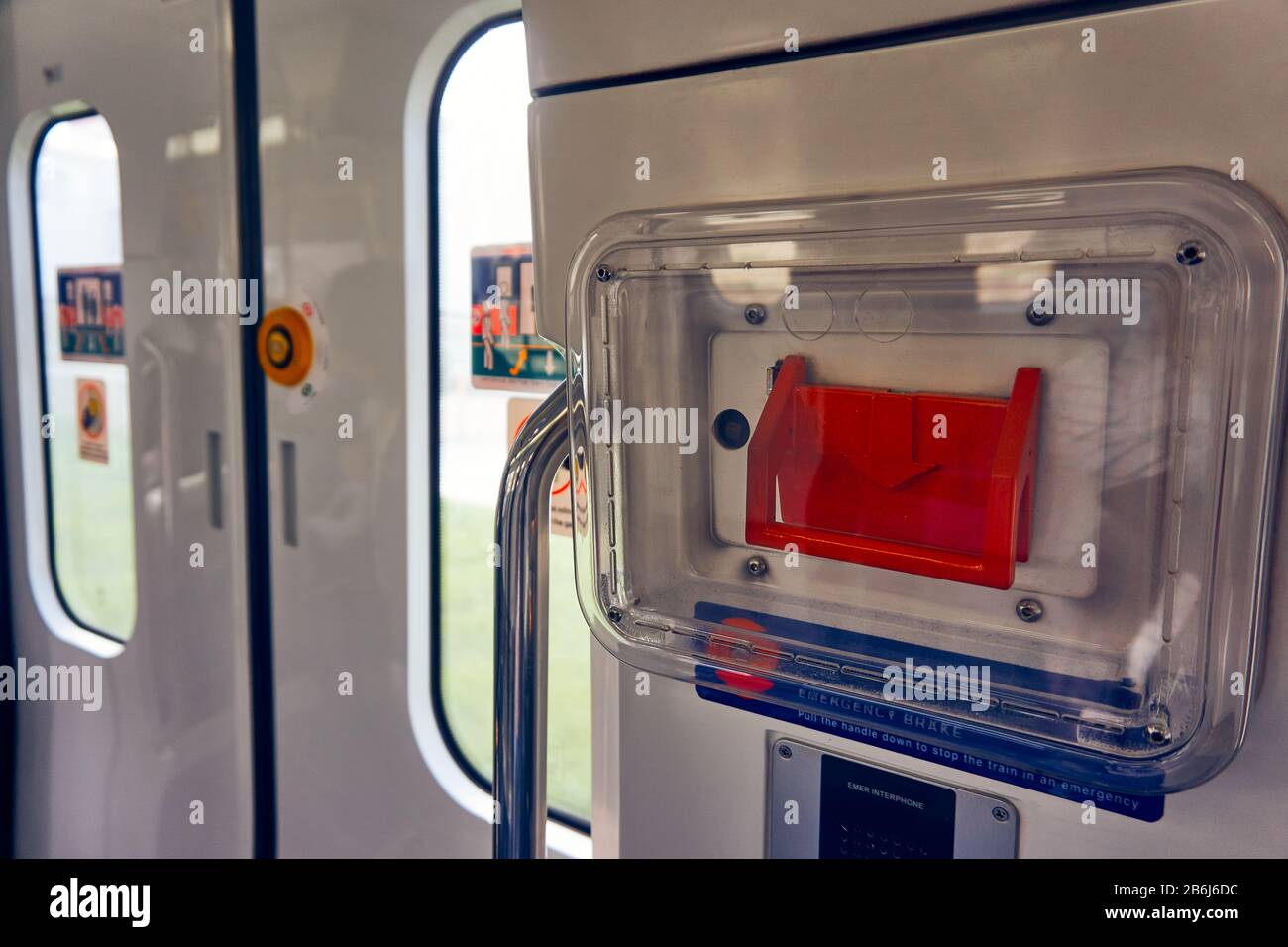 Emergency brake in a train hires stock photography and images Alamy