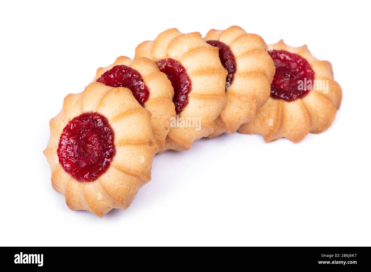 Group of shortbread cookies with a drop of jam, curabier dessert