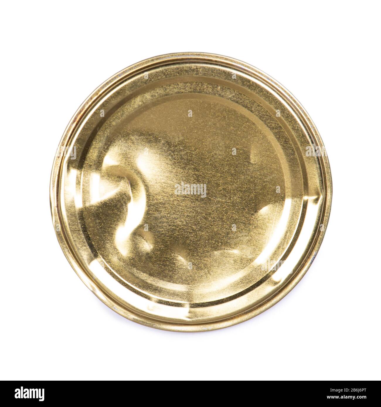 Crumpled can lid isolated on white background Stock Photo