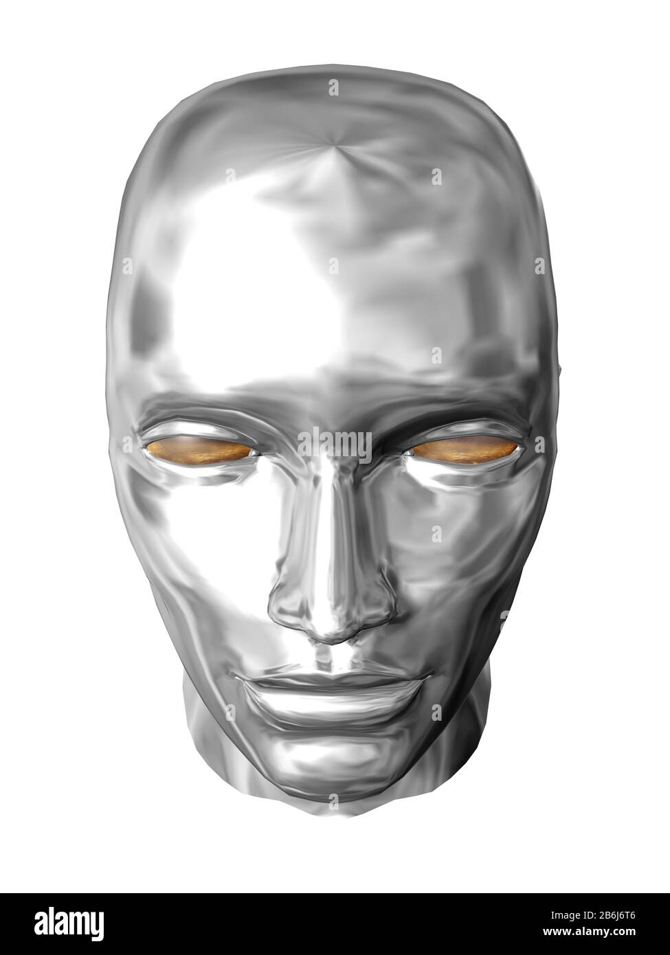 Silver face of terminator isolated Stock Photo