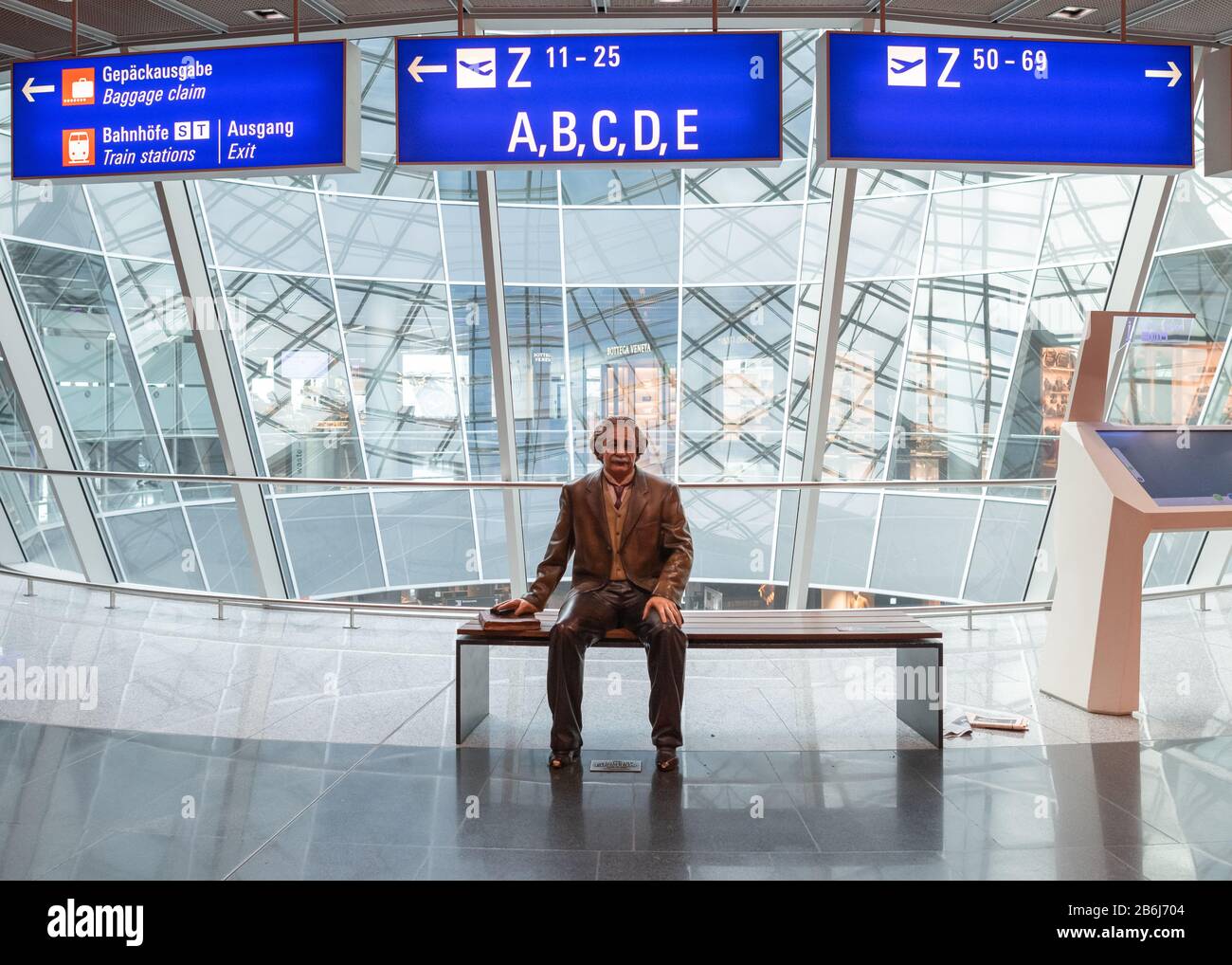 Albert Einstein statue at Frankfurt airport, Germany Stock Photo