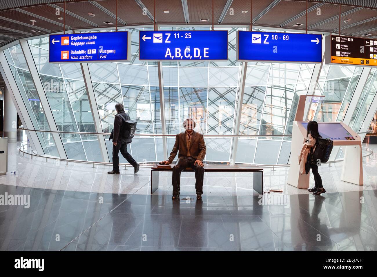 Albert Einstein statue at Frankfurt airport, Germany Stock Photo