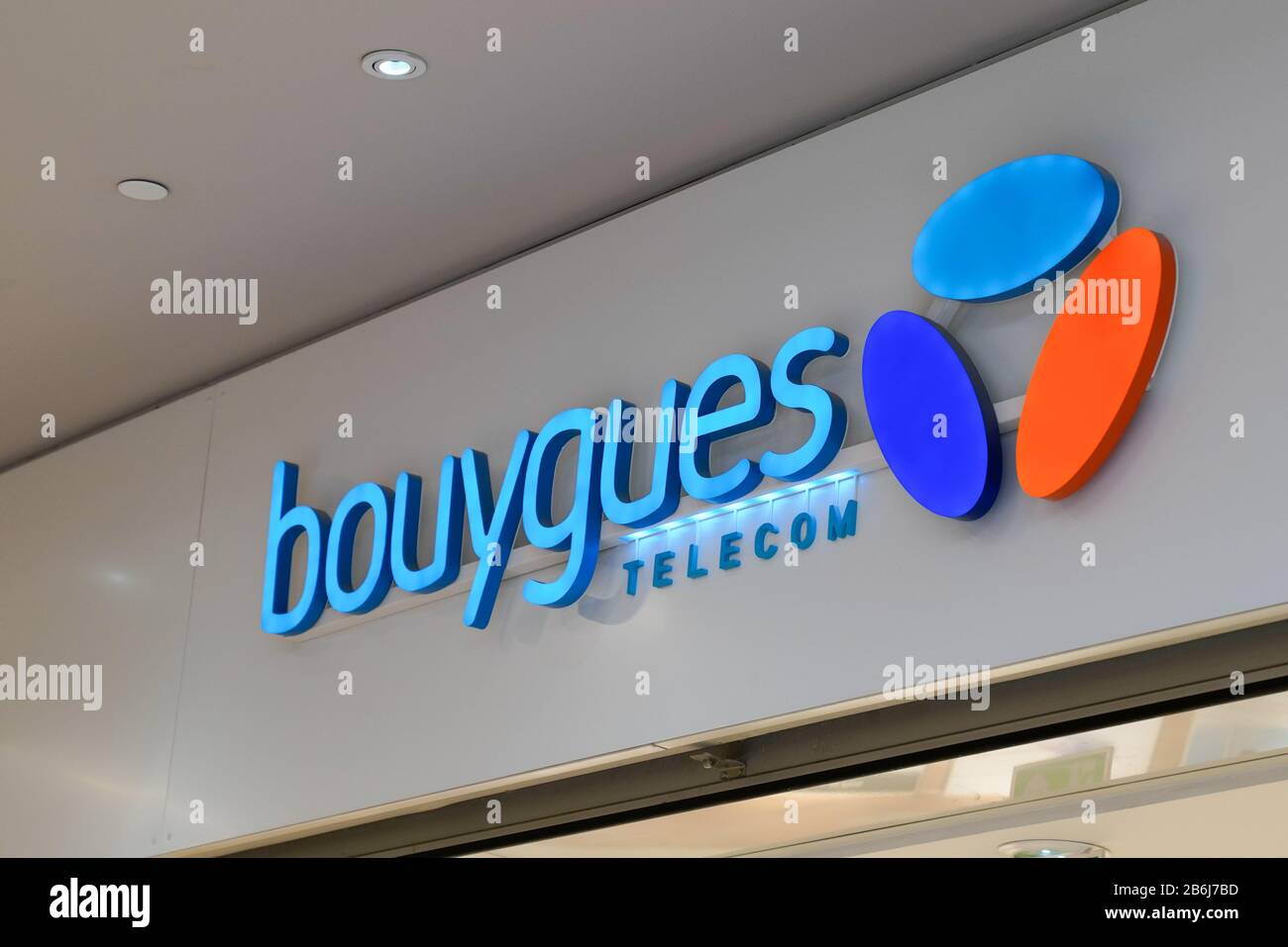 Bordeaux , Aquitaine / France - 09 23 2019 : shop sign logo brand Bouygues telecom phone operator store Stock Photo