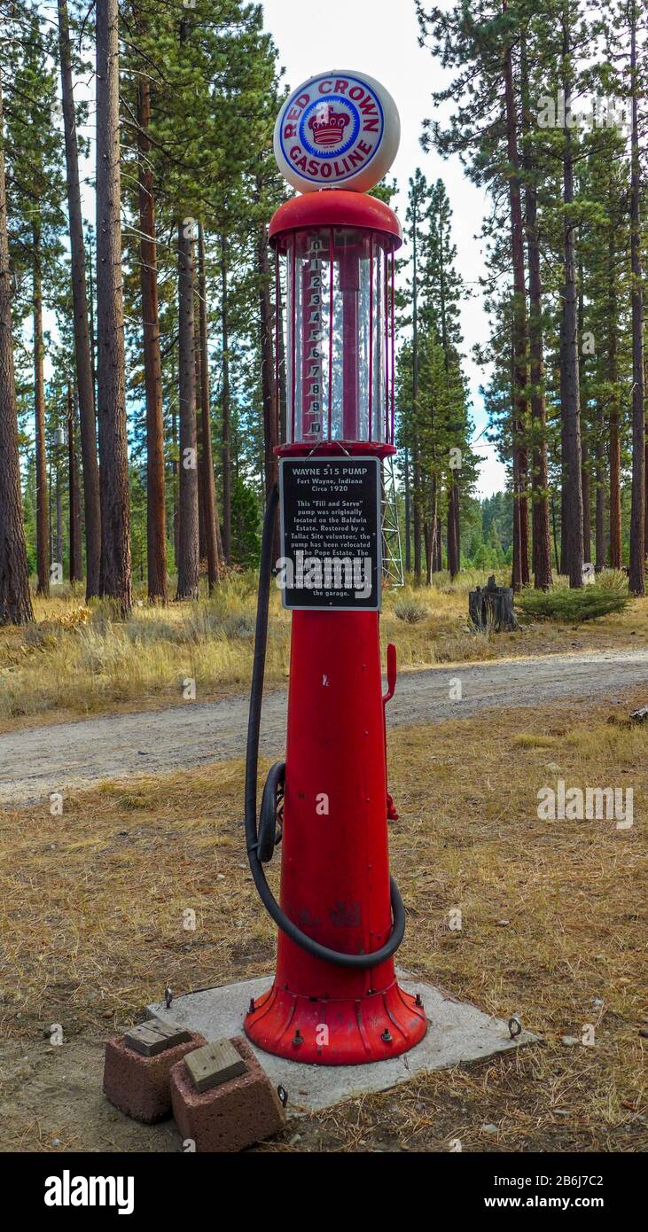 Old gas pump in Lake Tahoe California USA Stock Photo Alamy