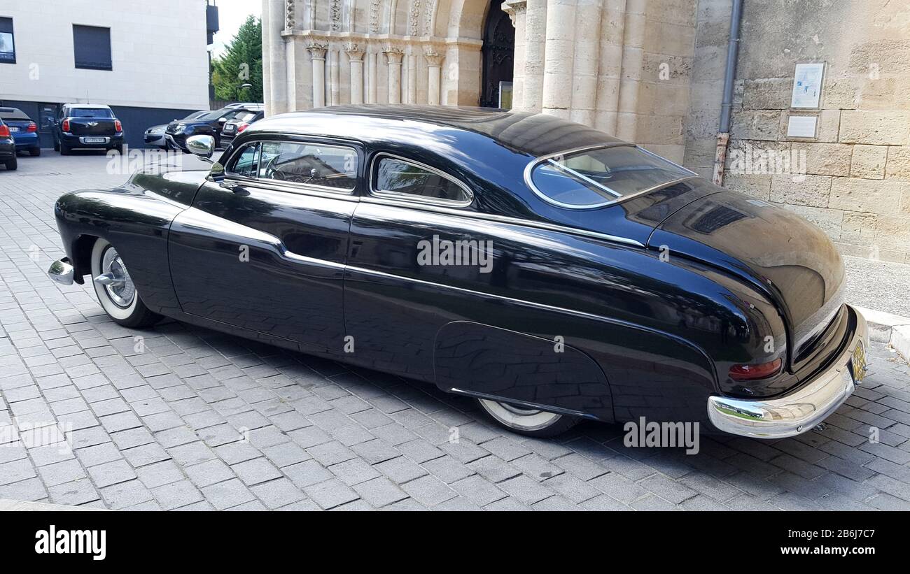 Bordeaux , Aquitaine / France - 10 17 2019 : top Chopped mercury custom 1949 Classic American Car Low-Rider Stock Photo