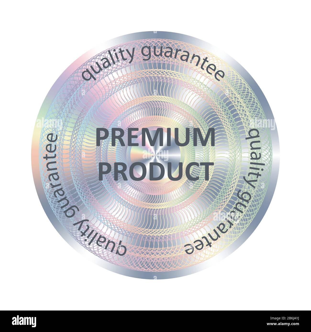 Premium product round hologram sticker. Stock Vector
