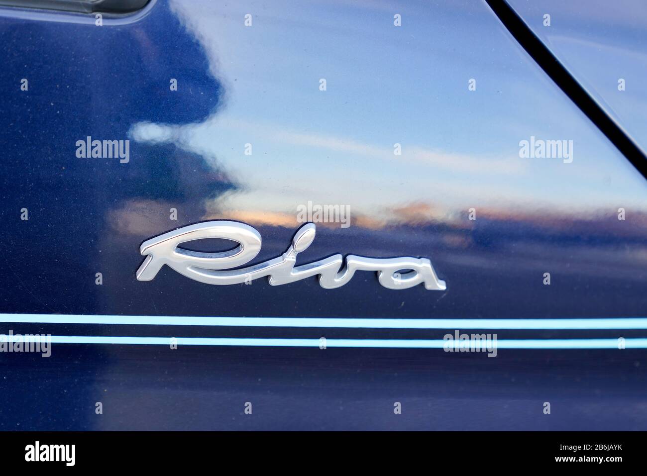 Bordeaux Aquitaine France 03 03 Riva Fiat 500 Logo Car Blue Vintage Automobile Sign Retro Boat Brand Stock Photo Alamy