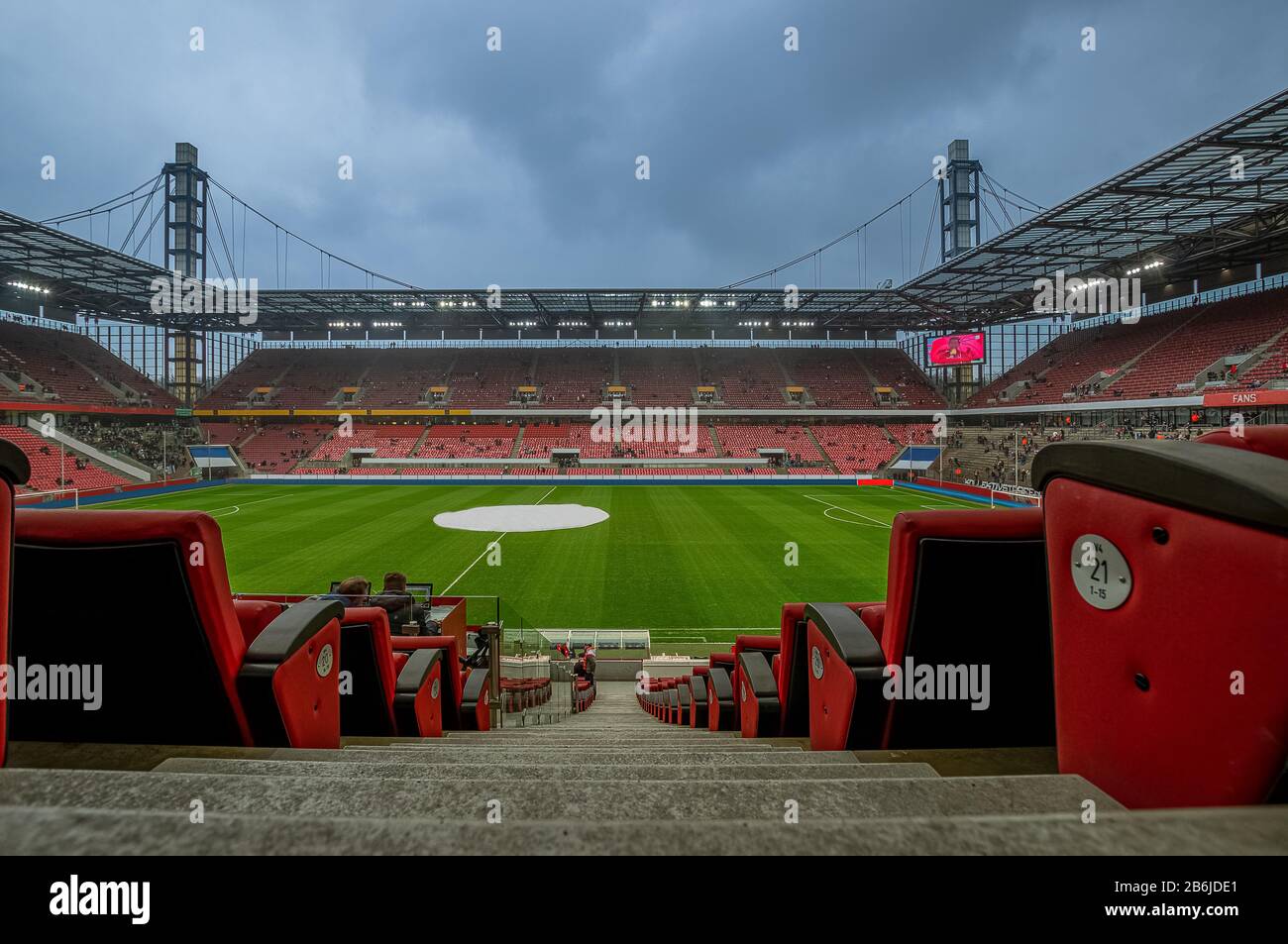 Empty stadium as a symbol of of the Corona virus fear for rejected big events and cancellations of sport matches. Stock Photo
