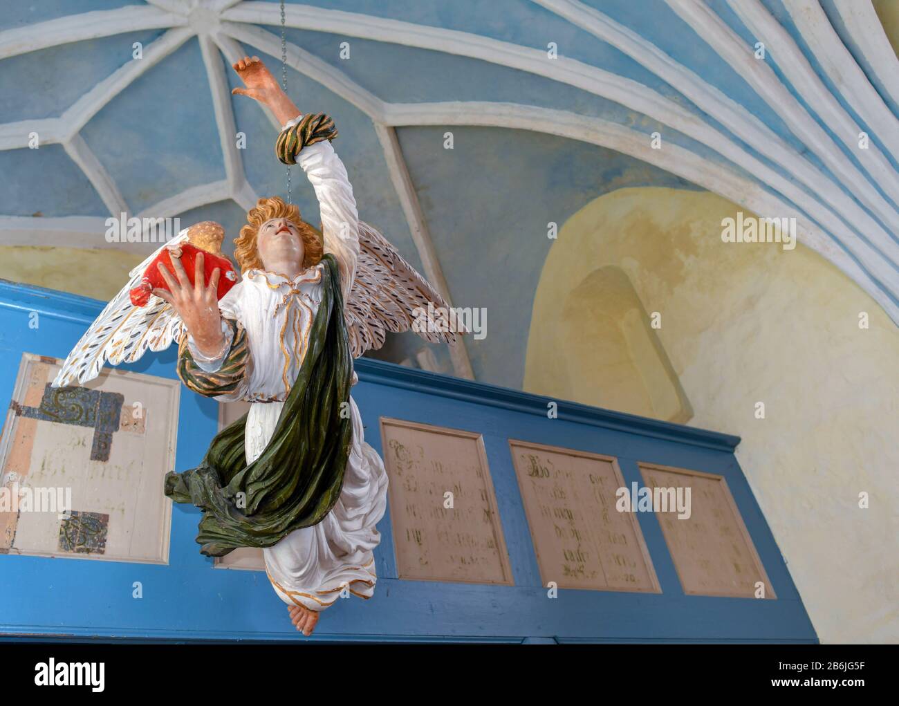 Lietzen, Germany. 10th Mar, 2020. A baptismal angel floats in the ...