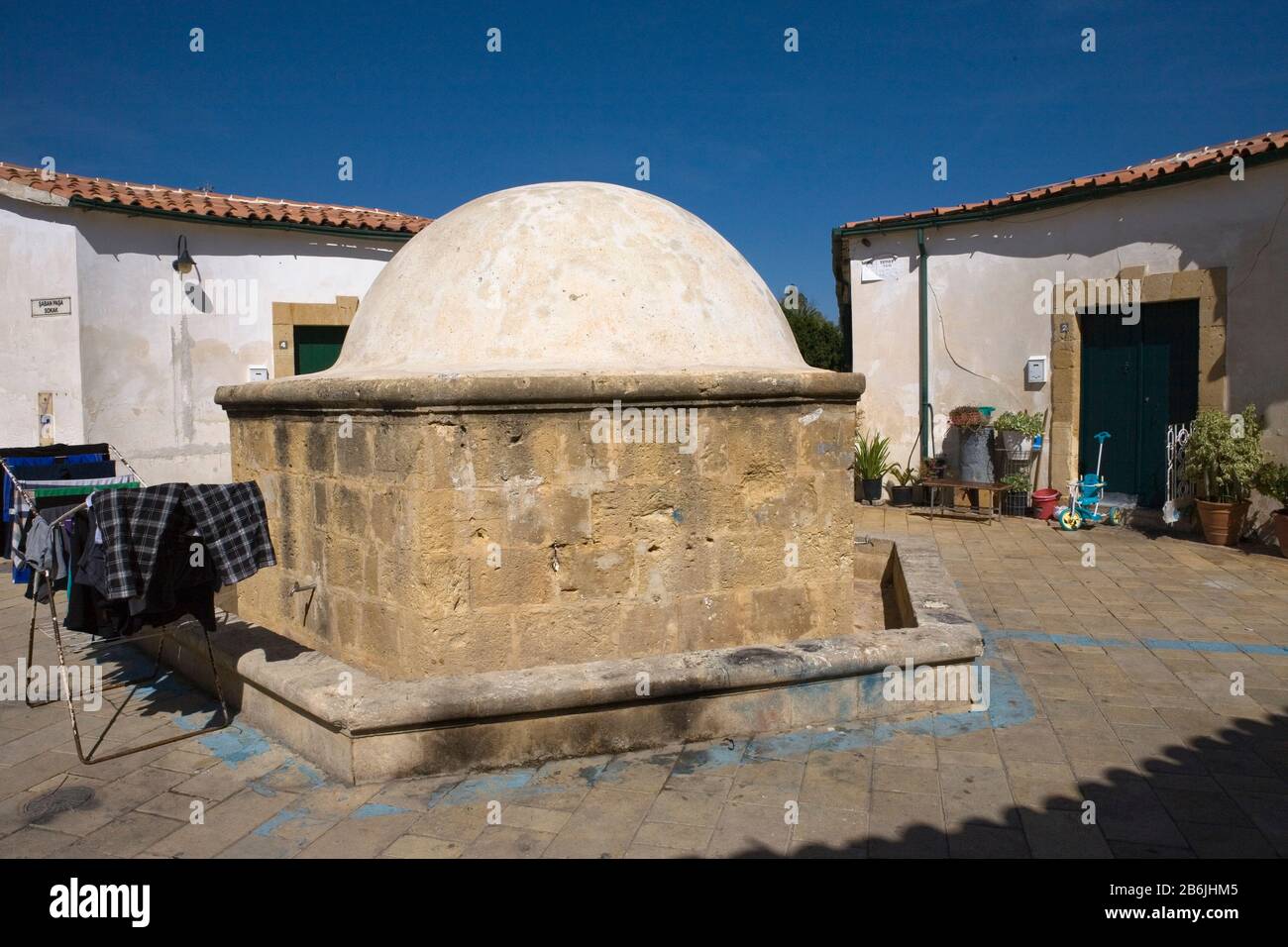 Cistern or fountain in the central area of Samanbahçe, on Şaban Paşa Sokak, North Nicosia, Northern Cyprus Stock Photo