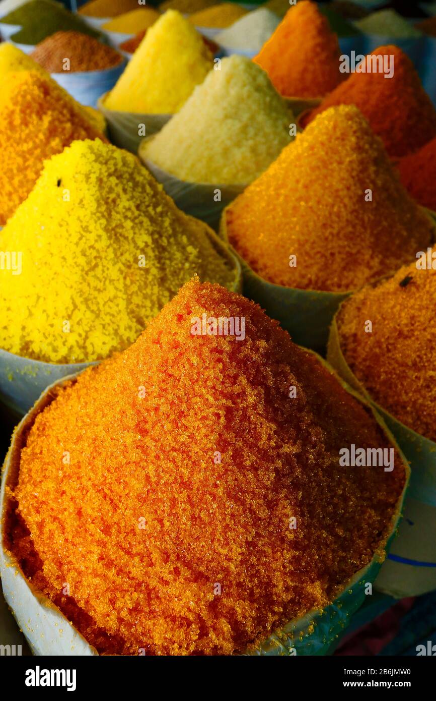 different kind of sugar sold in market Stock Photo
