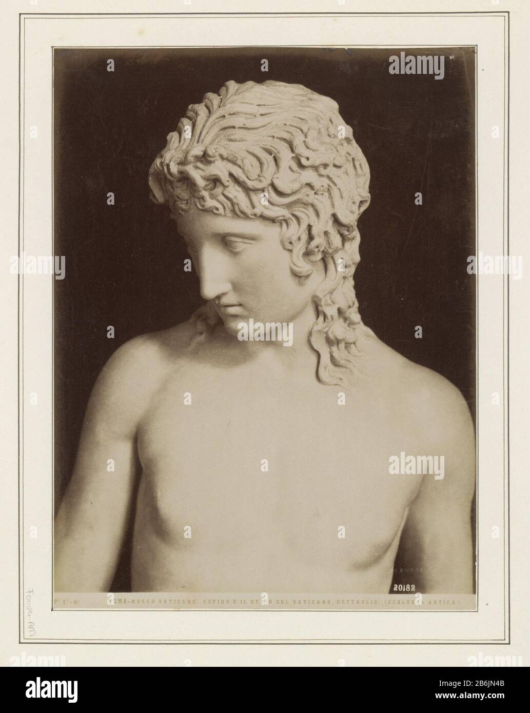Detail van het beeld van Cupido ROME - Vatican Museum Cupid or the genius of the Vatican, detail (ancient sculpture) (titel op object) part of Travel Album with pictures of seen that: conditions in Italy (part I) . Manufacturer : photographer: Alinari (listed property) Place manufacture: Rome Date: ca. 1865 - ca. 1890 Physical features: albumen print material: paper photo paper Technique: albumen print dimensions: photo : h 247 mm × W 185 mm Subject: piece of sculpture, reproduction of a piece of sculpture that rome Stock Photo