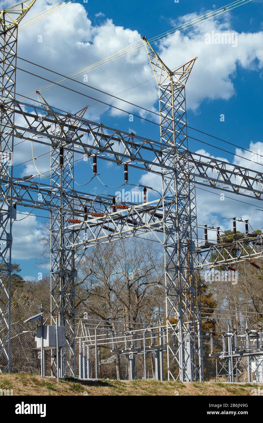 High Power Electricity Substation Stock Photo