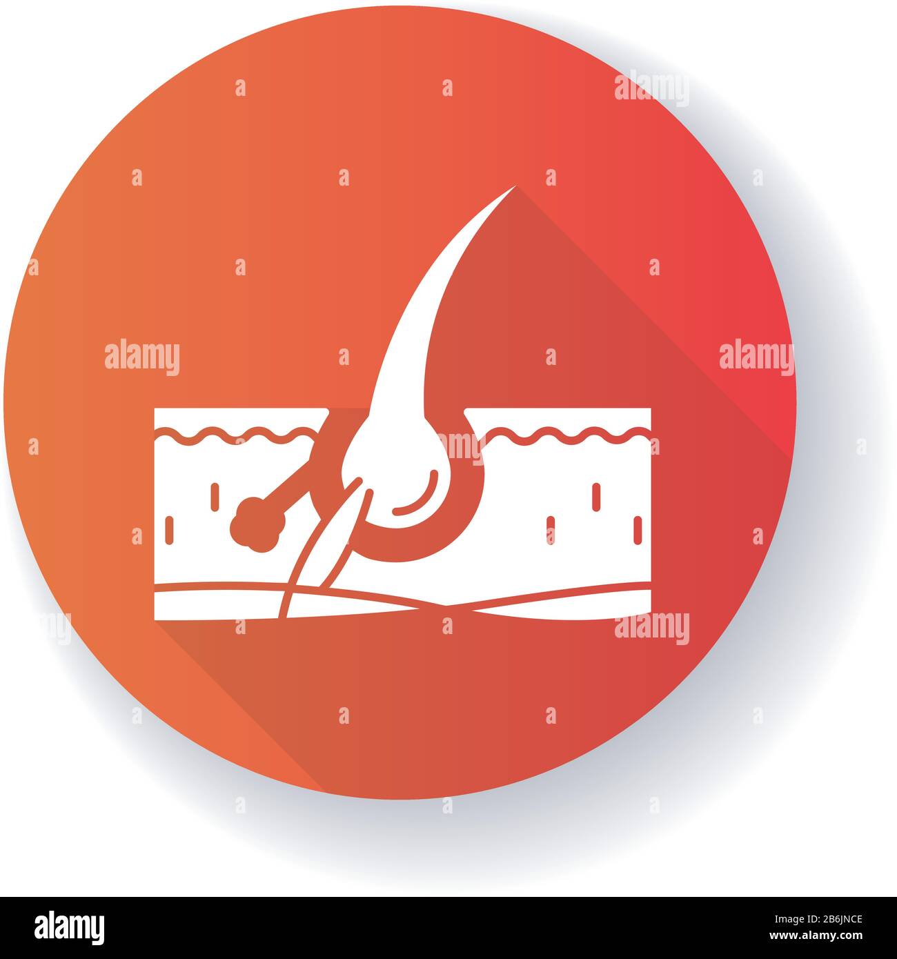 Follicle red flat design long shadow glyph icon. Damaged hair root ...