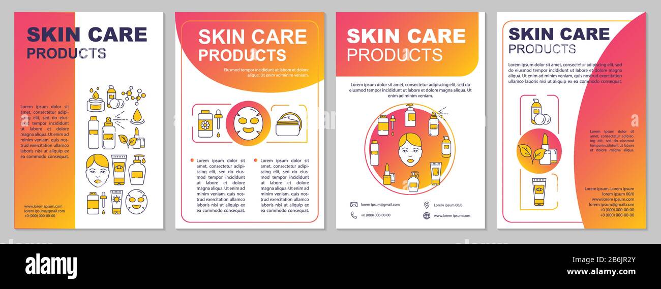 Skin care products, cosmetics, creams and masks brochure template