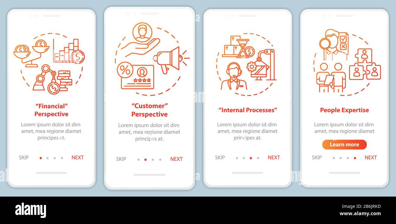 Financial perspective onboarding mobile app page screen with concepts ...