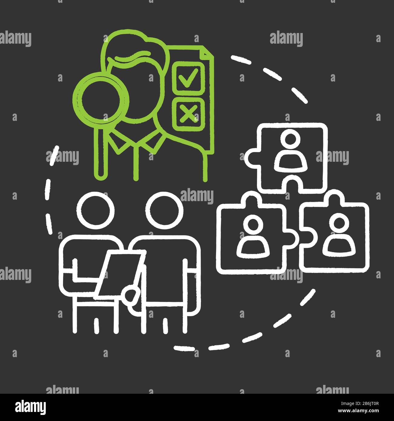 People expertise chalk RGB color concept icon. Problem solving. Cooperation for project. Professional advice. Building team idea. Vector isolated Stock Vector
