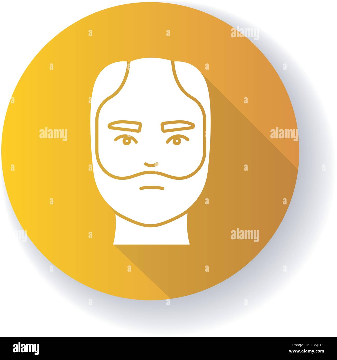 Male hair yellow flat design long shadow glyph icon. Man with alopecia. Hairloss problem. Baldness spot. Dermatology and haircare treatment. Falling Stock Vector