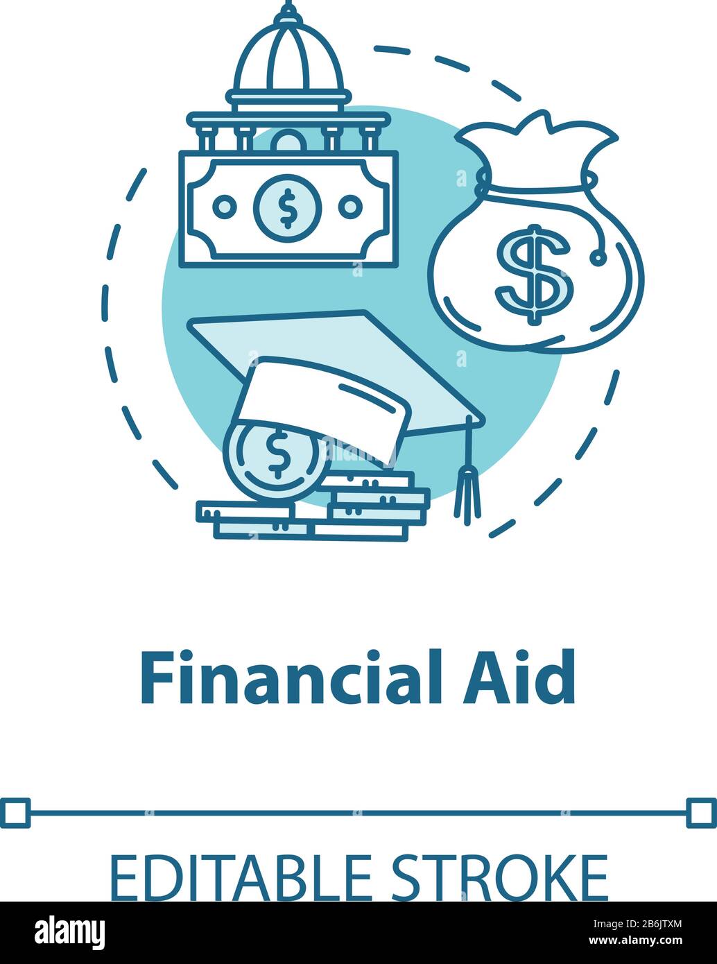 Financial aid concept icon. Student support with money. Education cost